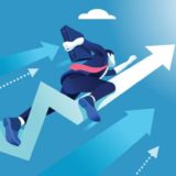 目標に向かって頑張るサラリーマン